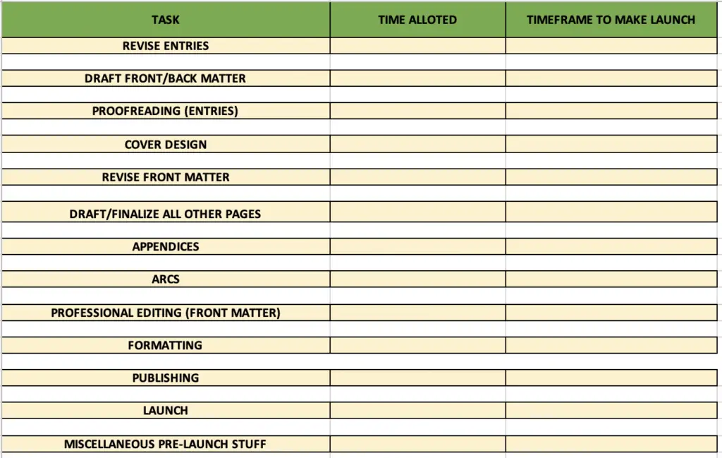 Publishing Timeline Step 1